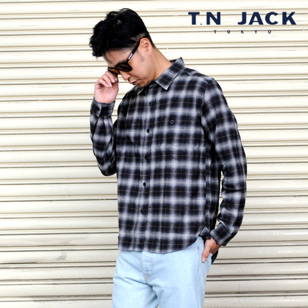[20%OFF]【T.N JACK】(ティーエヌジャック) Ombre Check Work Shi