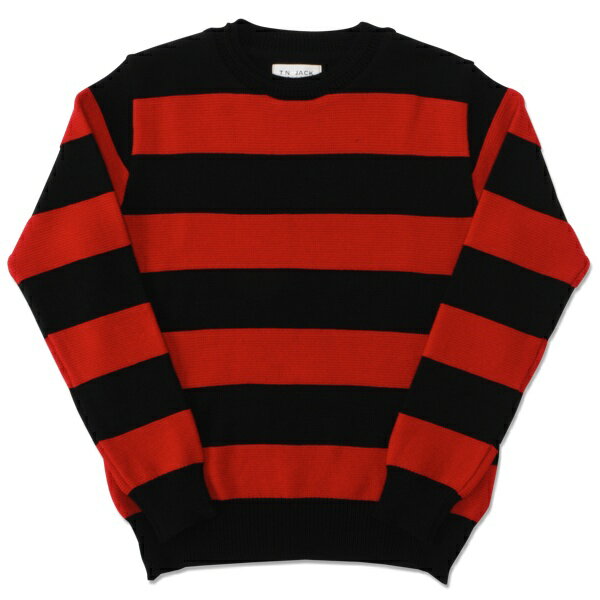 【T.N JACK】(ティーエヌジャック) Border Crew Sweater (ブラック/レッド) / ボーダー クルーセーター メンズ アメカジ 渋谷 老舗アメカジショップ back drop 日本製 メイドインジャパン 送料無料