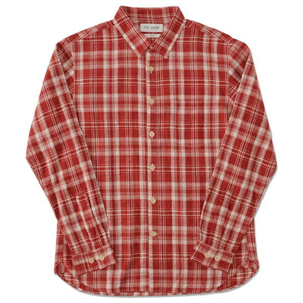 【T.N JACK】(ティーエヌジャック) Cotton Hemp Standard Shirt (レッド) / コットンヘンプ スタンダード シャツ メンズ アメカジ渋谷 バックドロップ 渋谷の老舗アメカジショップ back drop 日本製 メイドインジャパン 送料無料