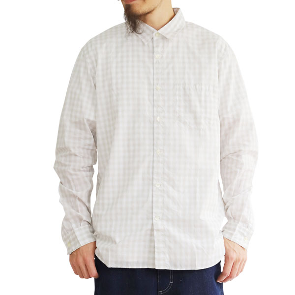 【T.N JACK】(ティーエヌジャック) Typewriter Check Shirt (ベージュ) / タイプライター チェックシャツ メンズ アメカジ 渋谷 老舗アメカジショップ back drop 日本製 メイドインジャパン 送料無料