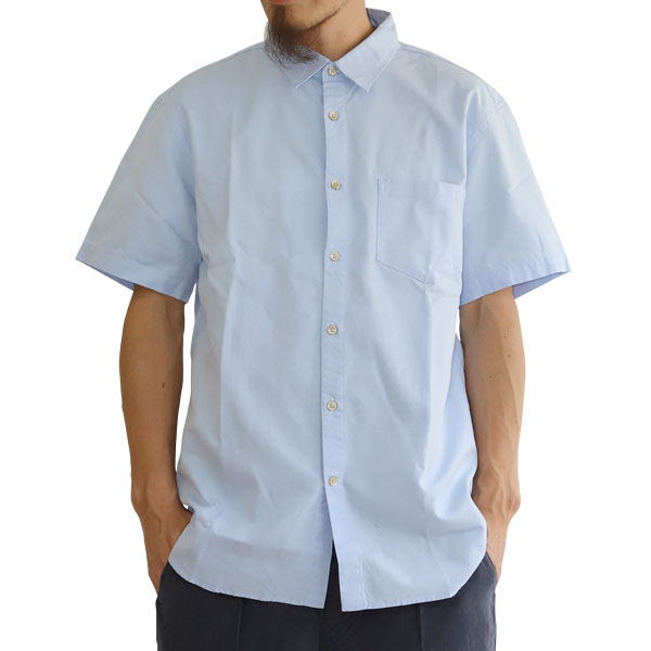 (ティーエヌジャック) One Wash Oxford S/S Shirt (ブルー) / ワンウォッシュ オックスフォード ショートスリーブ シャツ メンズ アメカジ渋谷 バックドロップ 渋谷の老舗アメカジショップ back drop 日本製 メイドインジャパン 送料無料