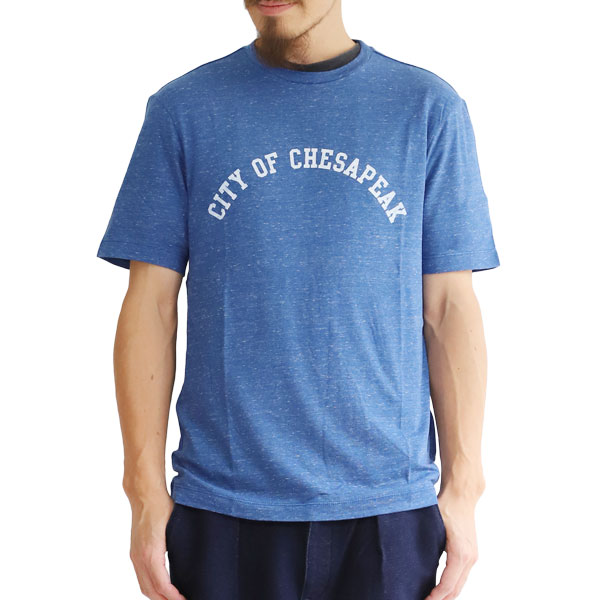【T.N JACK】(ティーエヌジャック) City of Chesapeak Crew Neck T-Shirt (ブルー) / クルーネック Tシャツ メンズ アメカジ渋谷 バックドロップ 渋谷の老舗アメカジショップ back drop 日本製 メイドインジャパン [ネコポス対応]