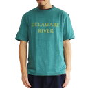 (ティーエヌジャック) Delaware River Crew Neck T-Shirt (グリーン) / クルーネック Tシャツ メンズ アメカジ 渋谷 老舗アメカジショップ back drop 日本製 メイドインジャパン 