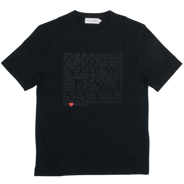 【T.N JACK】(ティーエヌジャック) Message Crew Neck T-Shirt (ブラック) / メッ...