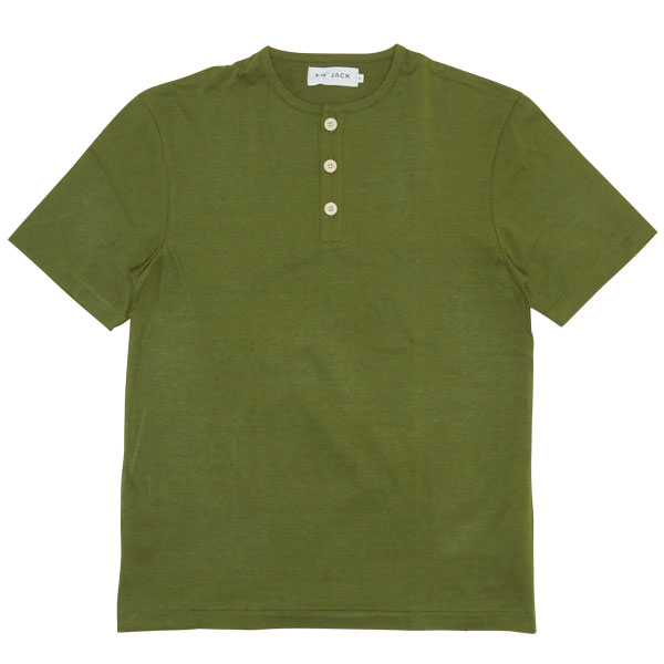 【T.N JACK】(ティーエヌジャック) Henley Neck T-Shirt (グリーン) / ヘンリーネ...