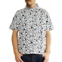 【T.N JACK】(ティーエヌジャック) Flower S/S Polo Shirt (ネイビー) / フラワー ショートスリーブ ポロシャツ メンズ アメカ...