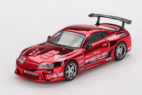 MINI-GT 1/64 Toyota スープラ (A80) GT-300 Top Secret レッドクロム(左ハンドル) (MGT01132-L) モデルカー ミニカー 完成品 模型 通販 プレゼント ギフト