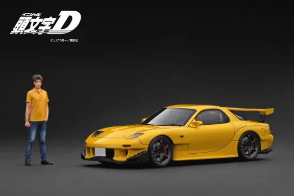 ignition_model 1/18 INITIAL D Mazda RX-7 (FD3S) Yellow With Mr. Keisuke Takahash...