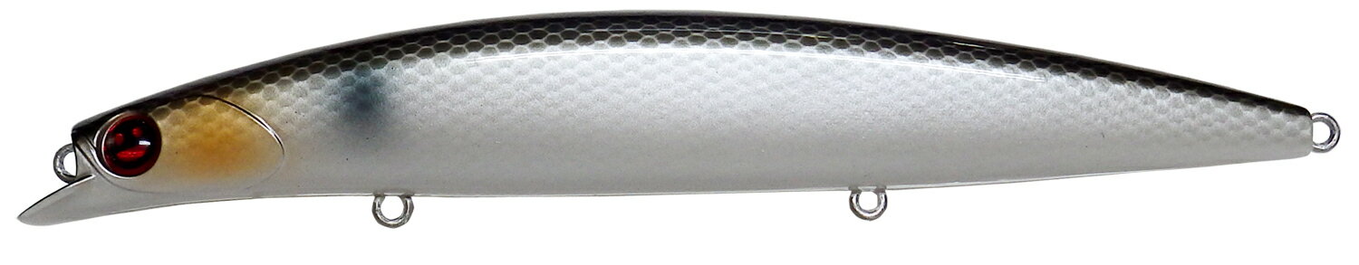 バボラ130Fのウエイトを4g増量したシンキングモデル。 飛距離をUPし、ディープレンジに対応。 デッドスローでのアクションは捨て、ミディアムスロー～ファーストリトリーブを多用するデイゲーム用のアクションにセッティング。 磯のヒラスズキ、急深なサーフ、流れが速く水深のある河川で使いやすいよう設定。タイプ ： シンキング全長 : 130mmウエイト : 24gフック : カルティバ STBL-46 #4　