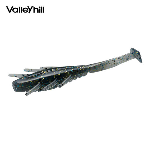 Valleyhill/バレーヒルEBI SHAD/エビシャッド◆サイズ：3インチ◆入り数：8本★甲殻類の足と小魚の尻尾を合わせ持った独特の形状はワーム自身に大きな動きを狙うのではなく、「細かく」「優しく」そして「反応良く」をテーマに開発。ベイトフィッシュとなる小魚・ハゼ類がが見せる「スッと動き、そっと消える」そんな存在感を隠す動きを表現してあります。テールには大胆にサイドをカットした他に類を見ない独特な形状を採用。これが僅かな移動距離においても反応するため、ノーシンカーのフォール時でさえもブルブルと弱く震えてくれます。また一方で強い動きに反応する状況にも対応できるように、テールの付け根に爪でのカットポイントを装備。この部分をカットするとテールが一転して暴れやすくなり、ハイアピールが可能に。特にバイトが無い時などワームを交換することなく簡単に動きを変えることができます。そして、もう1つの大きな特徴である3本の手（足？）は強く動かし震えさせることで、まるで逃げる甲殻類を演出。ギルなどに突かれやすいものの、結果的にテールを食いちぎられることを防ぎつつそのバイト音でバスを呼び込む狙いも持たせてあります。なおヘビキャロを主軸に開発したもののスプリットショットはもちろんライトテキサスやジグヘッド、ダウンショットなど様々なリグに対応可能。すでにテスト段階より数多くの釣果を叩き出している「エビシャッド」。陸っぱりアングラーに新しいワームを提案します。