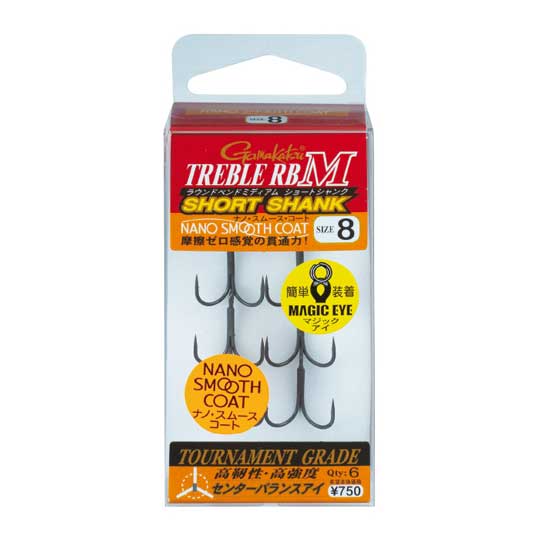 ガマカツ トレブルRB ミディアム ショートシャンク ナノスムースコート TREBLE RB M