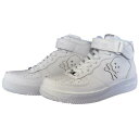 【送料無料】Ain Force 1 MID cut Plain(White)／24・26.5・28／全一色／アインソフオウル 靴 スニーカー ミッドカット フォースワン バッシュ スカル スワロフスキー ラインストーン シンプル カジュアル ストリート スポーツ 「LINEのBGMにしてるとモテる曲」MV使用