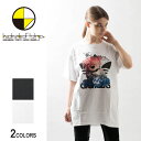ロゴ&ベアTシャツ(男女兼用)■ 半袖 tシャツ トップス 熊 くま クマ bear ベア ビッグtシャツ メンズ レディース おもしろ キャラクター プリント ゆったり 大きいサイズ おしゃれ カジュアル ストリート ロング ビッグトップス ビックシルエット uネック 綿 黒 bk 白 wh