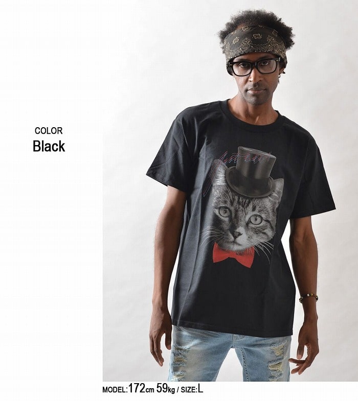 シルクハットキャットTシャツ(男女兼用)■ 半...の紹介画像2