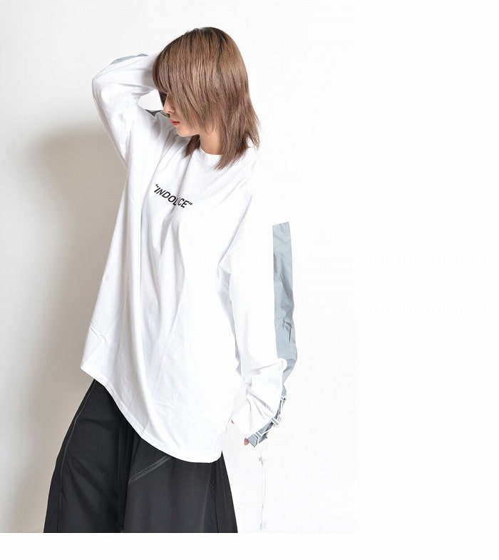 《ノベルティプレゼント中》ドローコードフォトリフレクターロングTシャツ（男女兼用）■トップス 長袖Tシャツ ロンT バックプリント ロゴ リフレクター オーバーサイズ 大きいサイズ カジュアル ギャラクシー ストリート モード メンズ レディース ユニセックス
