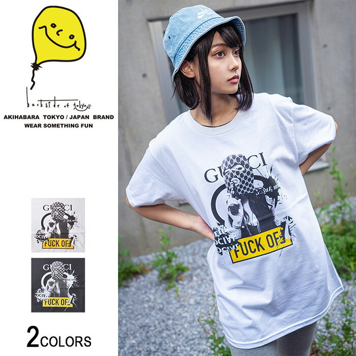 楽天バックサイドオブトーキョーFU×GU robbery ガールフォトTシャツ（男女兼用）■ 半袖 tシャツ トップス ビッグtシャツ メンズ レディース おもしろ キャラクター プリント ゆったり 大きいサイズ おしゃれ ゆる カジュアル ロング ビッグトップス ビックシルエット オリジナル uネック 綿 黒 bk 白 wh