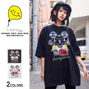 You Suck MKビッグTシャツツ（男女兼用）■ 半袖 tシャツ トップス ビッグtシャツ メンズ レディース おもしろ キャラクター プリント ゆったり 大きいサイズ おしゃれ ゆる カジュアル ストリート ロング ビッグトップス ビックシルエット オリジナル uネック 黒 bk 白 wh