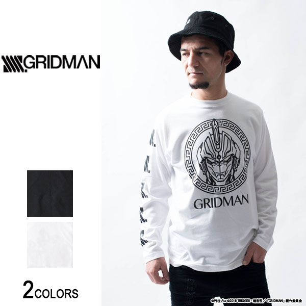 『SSSS.GRIDMAN』グリッドマン メアンドロス ロングTシャツ（男女兼用）■グリッドマン グッズ 服 アパレル 特撮 ヒーロー キャラクター トップス 長袖 ロンt ロゴ プリント 袖プリント クルーネック ストリート カジュアル