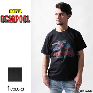 MARVEL『デッドプール』グラフィック Tシャツ（男女兼用）■アメコミ ヒーロー 映画 イラスト X-MEN アベンジャーズ トップス プリント クルーネック カジュアル ストリート ルーズ ビッグ 大きいサイズ メンズ レディース ユニセックス