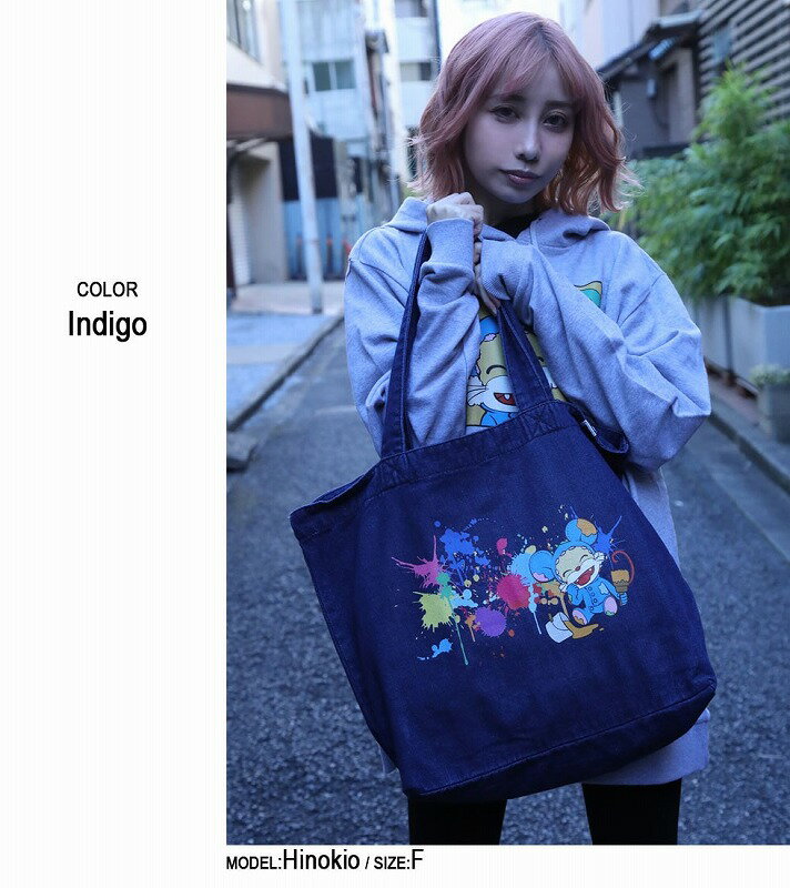 ニャンちゅう にゃんちゅう デニムトートバッグ（男女兼用）■ トートバッグ ショルダーバッグ トート 猫 ねこ ネコ キャット ショルダー メンズ レディース 肩掛け 軽い 大きめ 大容量 ビッグ おしゃれ 布 キャンバス ミニトートバッグ エコバッグ かわいい オシャレ 頑丈