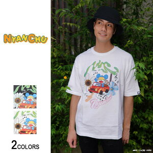 《ノベルティプレゼント中》にゃんちゅう ニャンちゅう ドライブビッグTシャツ(男女兼用)■ 半袖 tシャツ トップス 猫 ねこ ネコ cat キャット ビッグtシャツ メンズ レディース おもしろ キャラクター プリント ゆったり 大きいサイズ ゆる ビッグトップス オリ