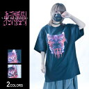 【東京裏側】MAD KITTY ビッグTシャツ（男女兼用）■トップス tシャツ 半袖 半袖Tシャツ クルーネック プリント ネコ 猫 キャット ロゴ ルーズ 大きいサイズ ストリート モード やみかわ ロック メンズ レディース ユニセックス 病みかわ 病みかわいい やみかわ 病み 原宿系