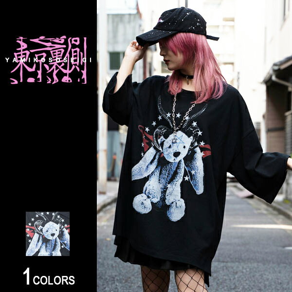 BM×Bunny DollグラフィックビッグTシャツ（男女兼用）■トップス ロンT ロングtシャツ 