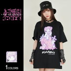 【東京裏側】メンヘラちゃんD Tシャツ（男女兼用）■トップス 半袖Tシャツ クルーネック 江崎びす子 メンヘラちゃん ビッグシルエット ルーズ イラスト ガール 女の子 プリント ロリータ ゴスロリ やみかわ 病みかわ ヴィジュアル系 V系 メンズ レディース ユニセックス