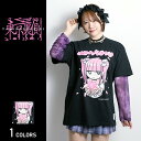 《ノベルティプレゼント中》東京裏側(トウキョウウラガワ)メンヘラチャンH Tシャツ(男女兼用)■トップス 半袖 キャラクター 原宿 クルーネック ビッグシルエット ヤミカワ モード カジュアル メンズ レディース ユニセックス