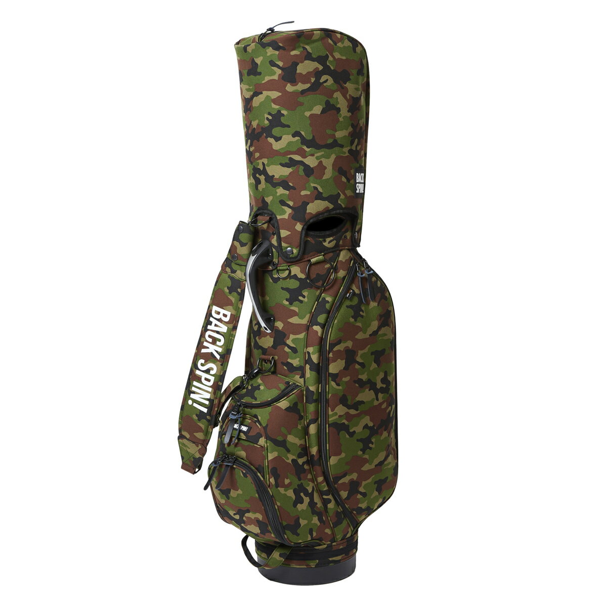 【BACK SPIN!】CAMOUFLAGE Tour Type Caddie Bag（BSBA02C105） キャディーバッグ メンズ おしゃれ 希少 数量限定 カモフラ 迷彩柄 丈夫 耐久性 コーデュラナイロン キャディバッグ レディース キャディバック 男性 女性 ユニセックス ナイロン プレゼント