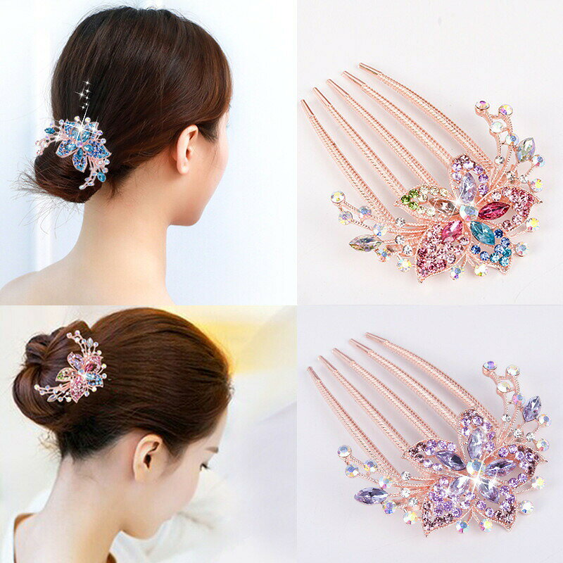 BACKYARD FAMILY バッグタウンのコーム バレッタ レディース 女性 ヘアアクセサリー 髪留め 髪飾り 花 ラインストーン キラキラ まとめ髪 シンプル おしゃれ｜アングル3