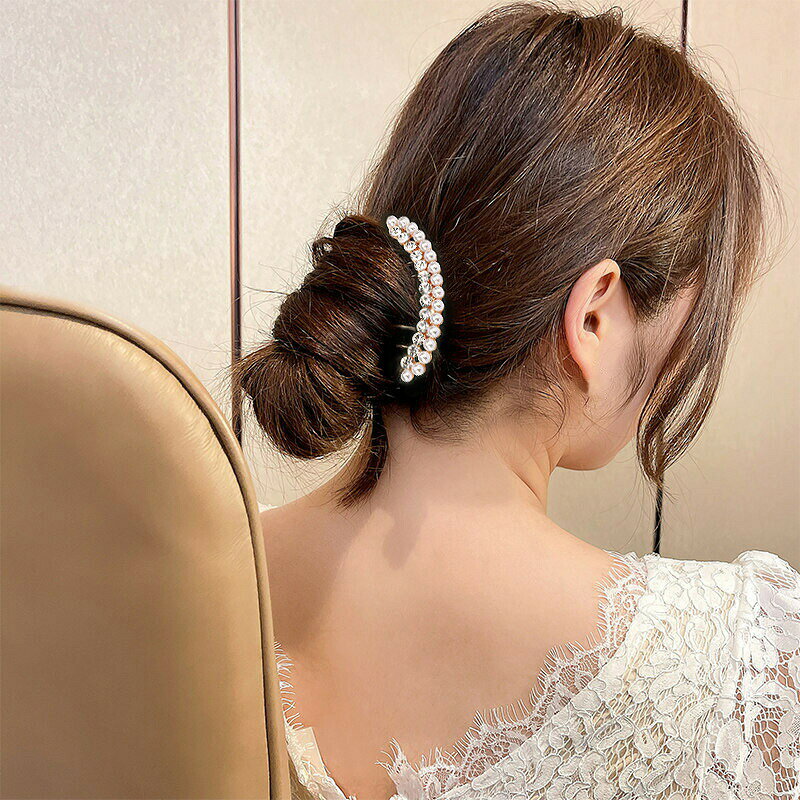 BACKYARD FAMILY バッグタウンのコーム ヘアコーム かんざし 簪 レディース 女性 和装 洋装 パーティー 卒業式 入学式 発表会 ヘアアクセサリー 髪飾り 髪留め まとめ髪 パール調 フェイクパール ラインストーン キラキラ 華やか お洒落 大人可愛い ファッション小物 和服 成人式 振袖 袴 卒業式｜アングル2