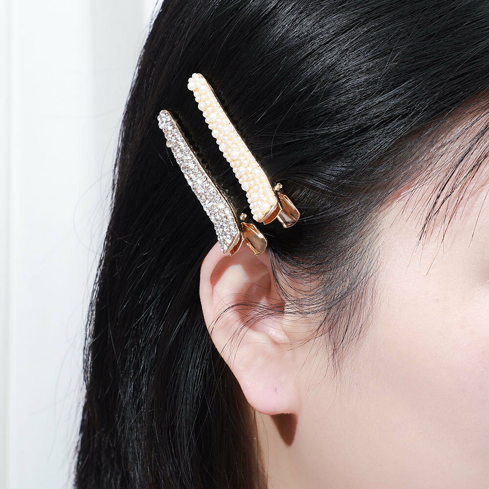 ヘアクリップ レディース ヘアアクセサリー 髪留め 髪飾り ヘアピン ラインストー...
