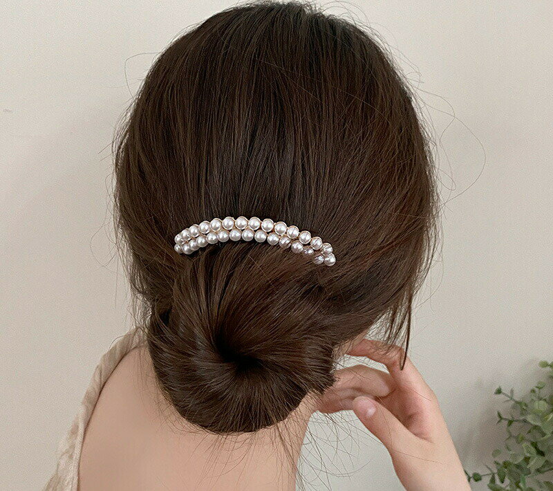 ヘアコーム 夜会巻きコーム レディース ヘアアクセサリー 女性用 フェイクパール ...