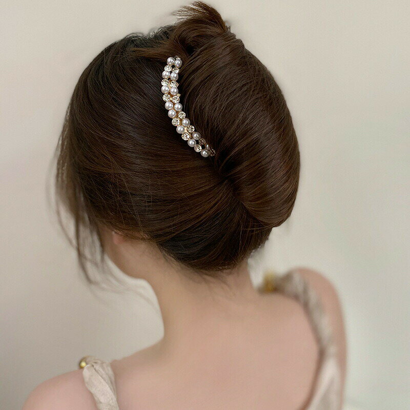 ヘアコーム 夜会巻きコーム レディース ヘアアクセサリー 女性用 フェイクパール ...