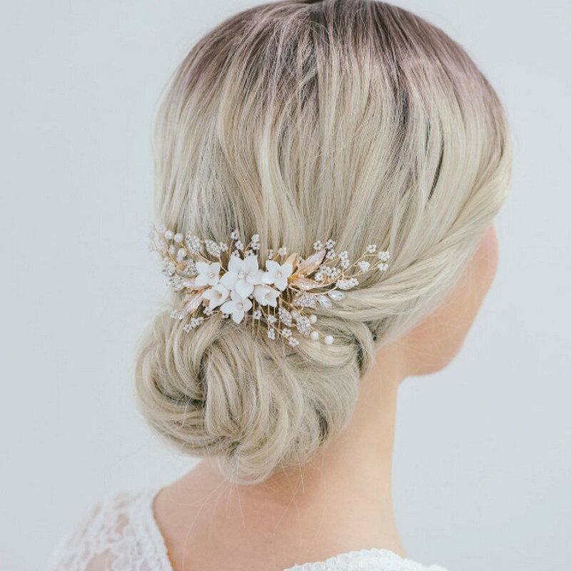 BACKYARD FAMILY バッグタウンのコーム ヘアアクセサリー レディース 女性 ヘッドドレス ヘッドアクセサリー 髪飾り ヘアアレンジ 花 フラワー かわいい おしゃれ エレガント 結婚式 ブライダル パーティー｜アングル2