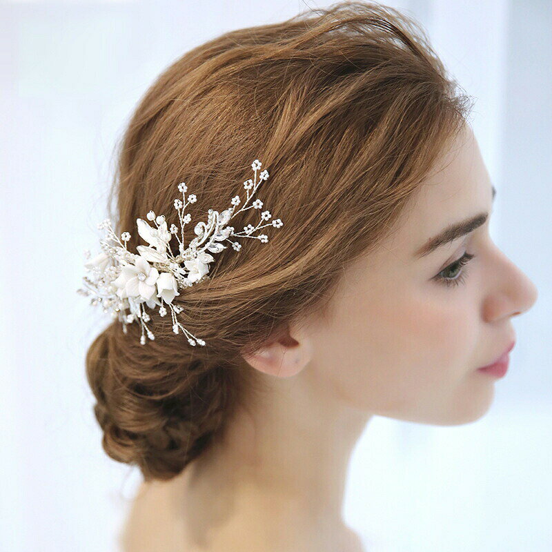 BACKYARD FAMILY バッグタウンのコーム ヘアアクセサリー レディース 女性 ヘッドドレス ヘッドアクセサリー 髪飾り ヘアアレンジ 花 フラワー かわいい おしゃれ エレガント 結婚式 ブライダル パーティー｜アングル3