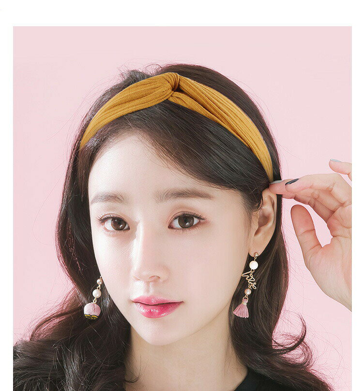 ヘアバンド レディース ヘアアクセサリー リブニット カラバリ豊富 ストライプ か...