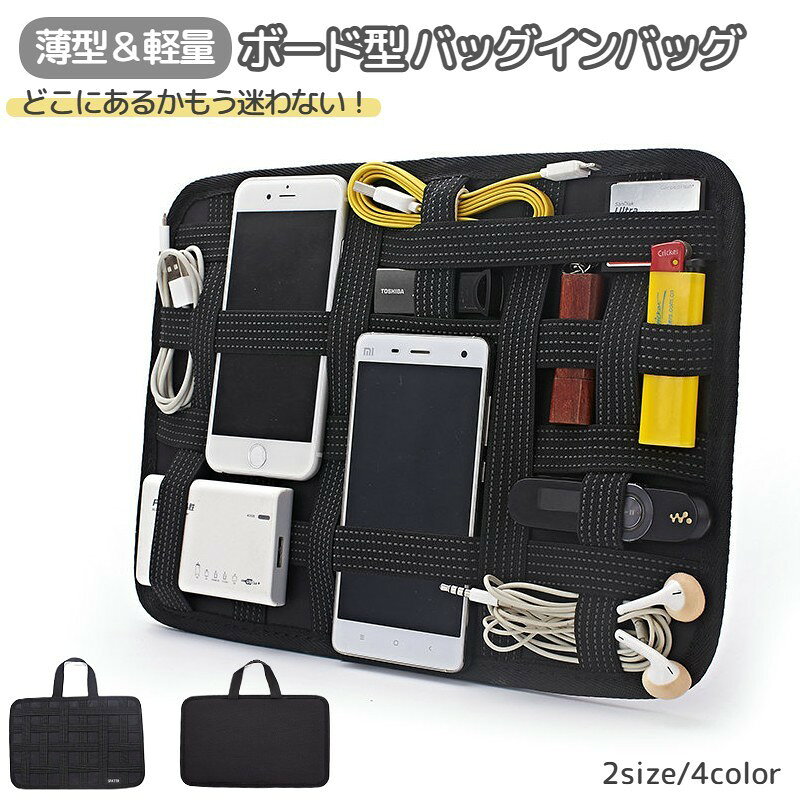 バッグインバッグ リュックインバッグ タブレット収納 充電ケーブル収納 多機能 黒 ブラック 仕事 外出 便利 ユニセックス 男性用 女性用 紳士用 婦人用 収納小物 雑貨収納 手提げ 持ち手 取っ手 旅行 出張 外出 ゴム お出かけ ブルー レッド 2サイズ