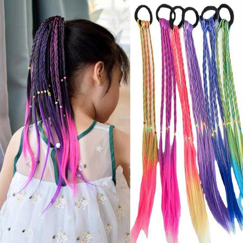 エクステ 三つ編み エクステンション ヘアゴム ヘアアクセサリー 子供 キッズ ガール 女の子 レディース つけ毛 部分ウィッグ ヘアアレンジ 編み込み 簡単装着 ポイントウィッグ ロング おしゃれ かわいい 髪飾り イメチェン イベント コスプレ 女子