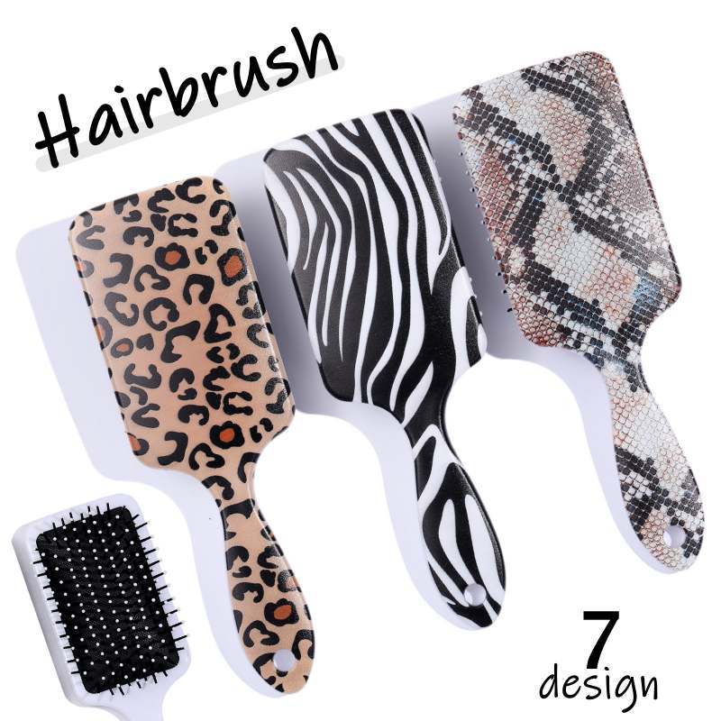 ヘアブラシ ヘアーブラシ クッションブラシ パドルブラシ 美容 ヘアケア ブラッシング 先玉 先丸ピン 弾力性 スクエアヘッド ヒョウ柄 ゼブラ柄 かわいい くし 櫛 コーム エアクッション スムージング