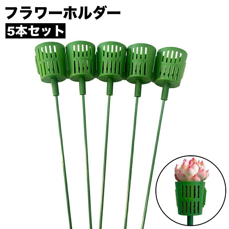 Rakuten - フラワーホルダー 5本セット 多肉植物 ホルダー フラワーアレンジメント 花束 ブーケ 支柱 植物 花 ガーデニング 装飾 デコレーション