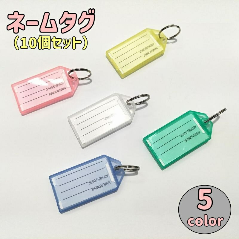 ネームタグ キーホルダー 10個セット キーリング 名札 名前タグ 荷物 鍵 管理 タグ ラゲージタグ ネームプレート キーラベル 手書き 軽量 ミニ