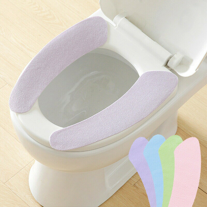 BACKYARD FAMILY バッグタウンの便座シート 3対セット 便座カバー トイレカバー O型 U型 粘着式 貼るタイプ シールタイプ 貼り付け 洗える 取付簡単 無地 単色 シンプル 柄無し｜アングル2