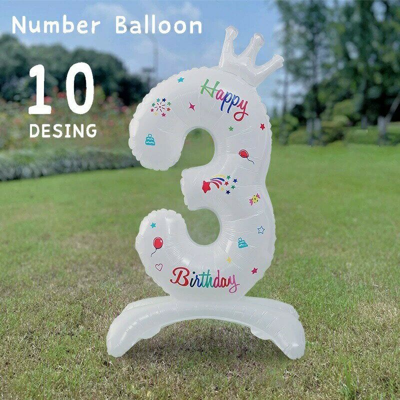 0から9までのかわいいデザインのナンバーバルーンです。お誕生日会やパーティーなどの装飾に♪【対象年齢：12歳以上】 【サイズについて】画像をご参照ください。 【カラーについて】生産ロットにより柄の出方や色の濃淡が異なる場合がございます。お使いのモニターや撮影時の光の加減などにより画像と実際の商品のカラーが異なる場合もございます。予告なしにカラーやデザインなどの変更がある場合もございます。 【素材について】アルミフィルム