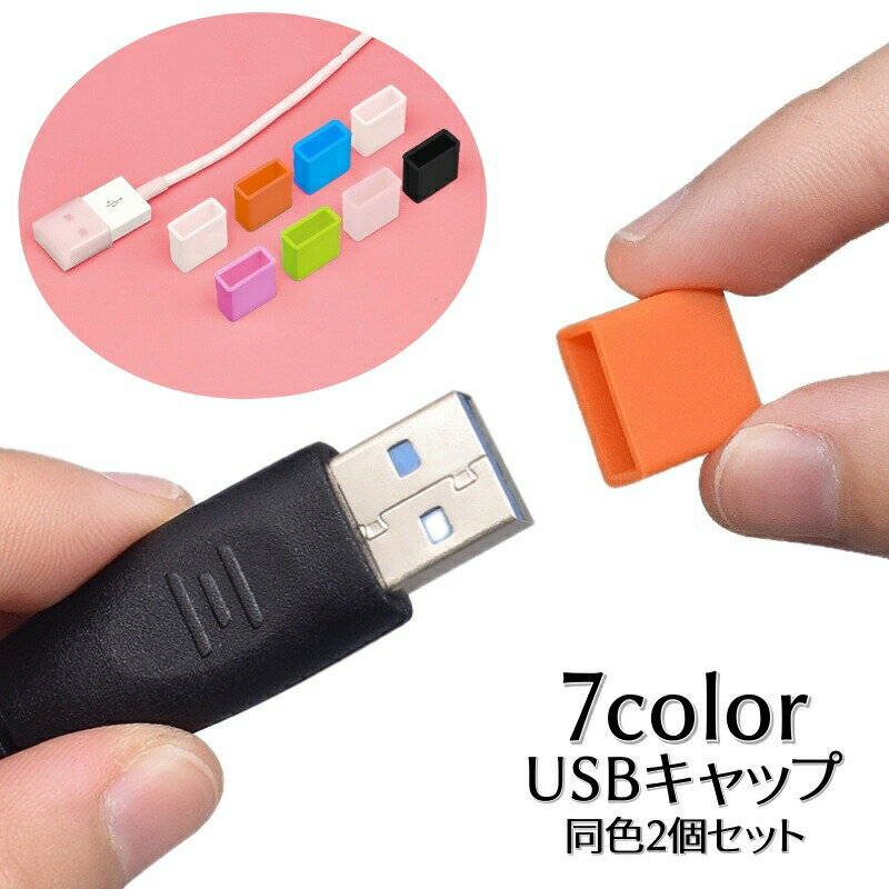 USBキャップ 同色2個セット Type-A コネクタカバー 先端キャップ フタ 蓋 汚れ防止 防塵 シンプル カラバリ豊富 USB…