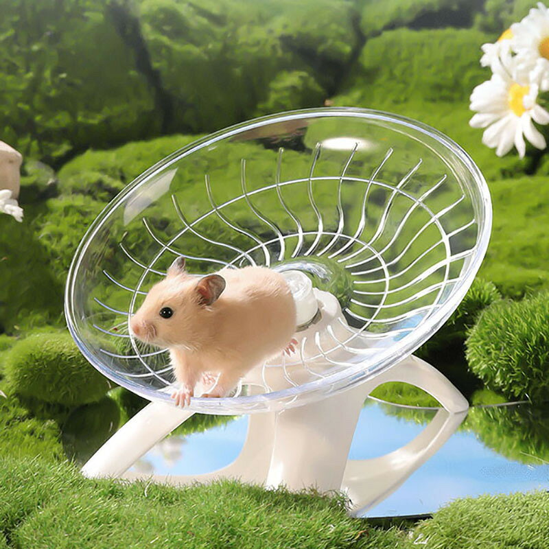 BACKYARD FAMILY バッグタウンの小動物用ホイール 回し車 滑り止め ソーサータイプ スタンドタイプ ハムスター ペット用品 ペットトイ 走る ランニング 肥満防止 クリアカラー シンプル 運動不足解消 ストレス発散 ペットグッズ｜アングル2