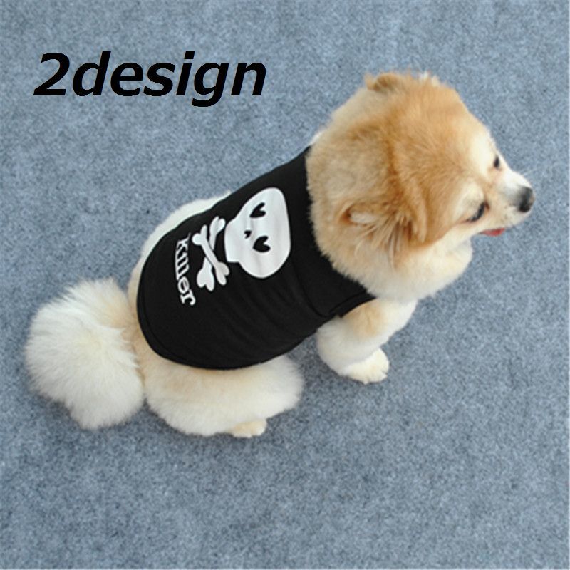 Rakuten - ペット用 犬 ドッグウェア 犬用 洋服 プルオーバー 犬用ウェア おしゃれ かっこいい 犬の洋服 犬用洋服 お出かけ 黒 ブラック ノースリーブ ドクロ 骸骨 海賊風 お散歩 カジュアル 海賊 プリント