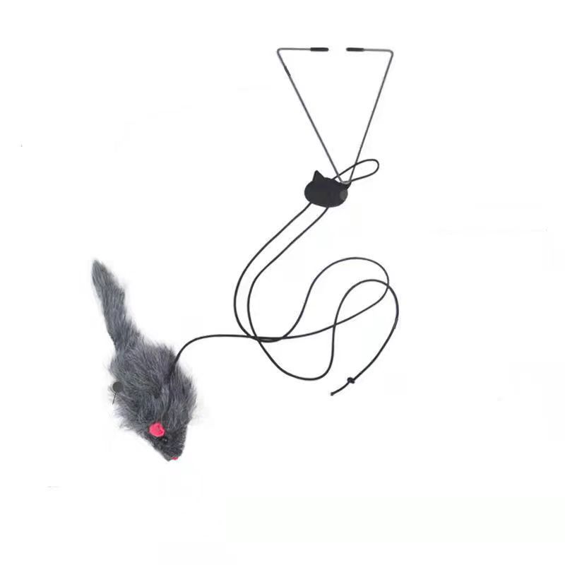 BACKYARD FAMILY バッグタウンの猫用おもちゃ 猫じゃらし ネズミ ねずみ 鼠 ペットトイ ペット用品 運動不足解消 ストレス解消 一人遊び マウス キャット 吊り下げ 伸縮 揺れる ブラブラ 伸びる フック 吸盤 小動物 遊ぶ｜アングル2
