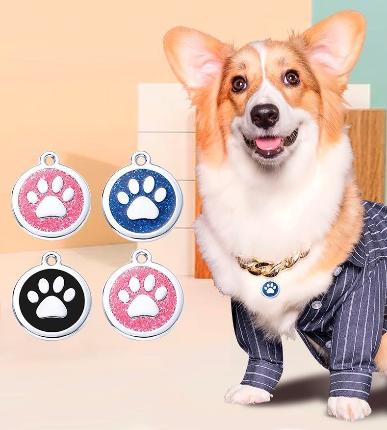 ペット用迷子札 犬 猫 メタル 金属製 ラメ キラキラ 名札 ネームタグ ドッグタグ ...